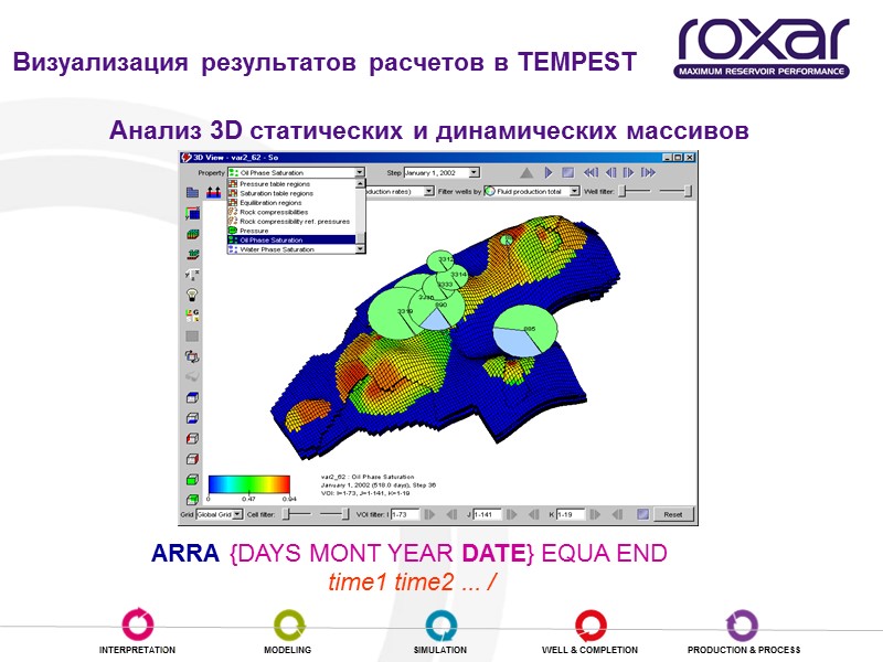 Визуализация результатов расчетов в TEMPEST Анализ 3D статических и динамических массивов  ARRA {DAYS